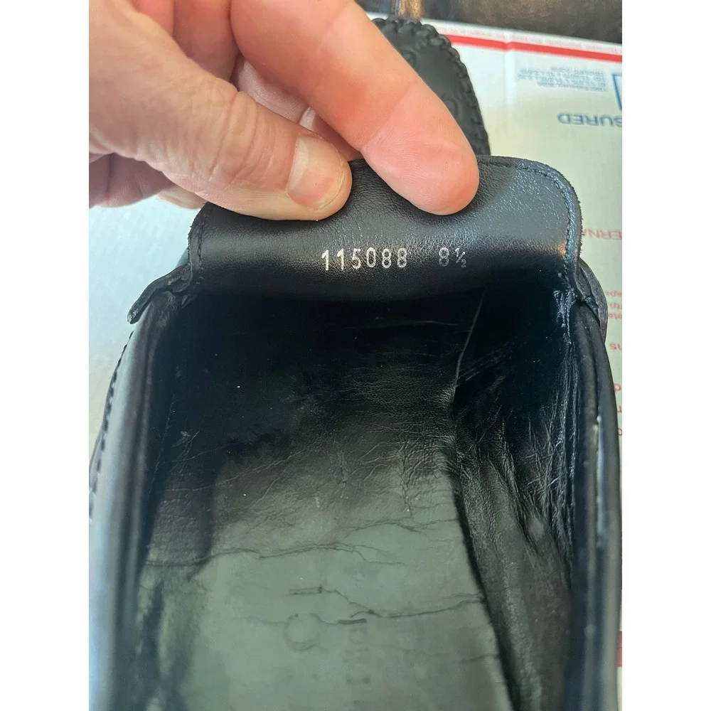 Gucci‎ Black Leather Penny Loafers Driving Shoes